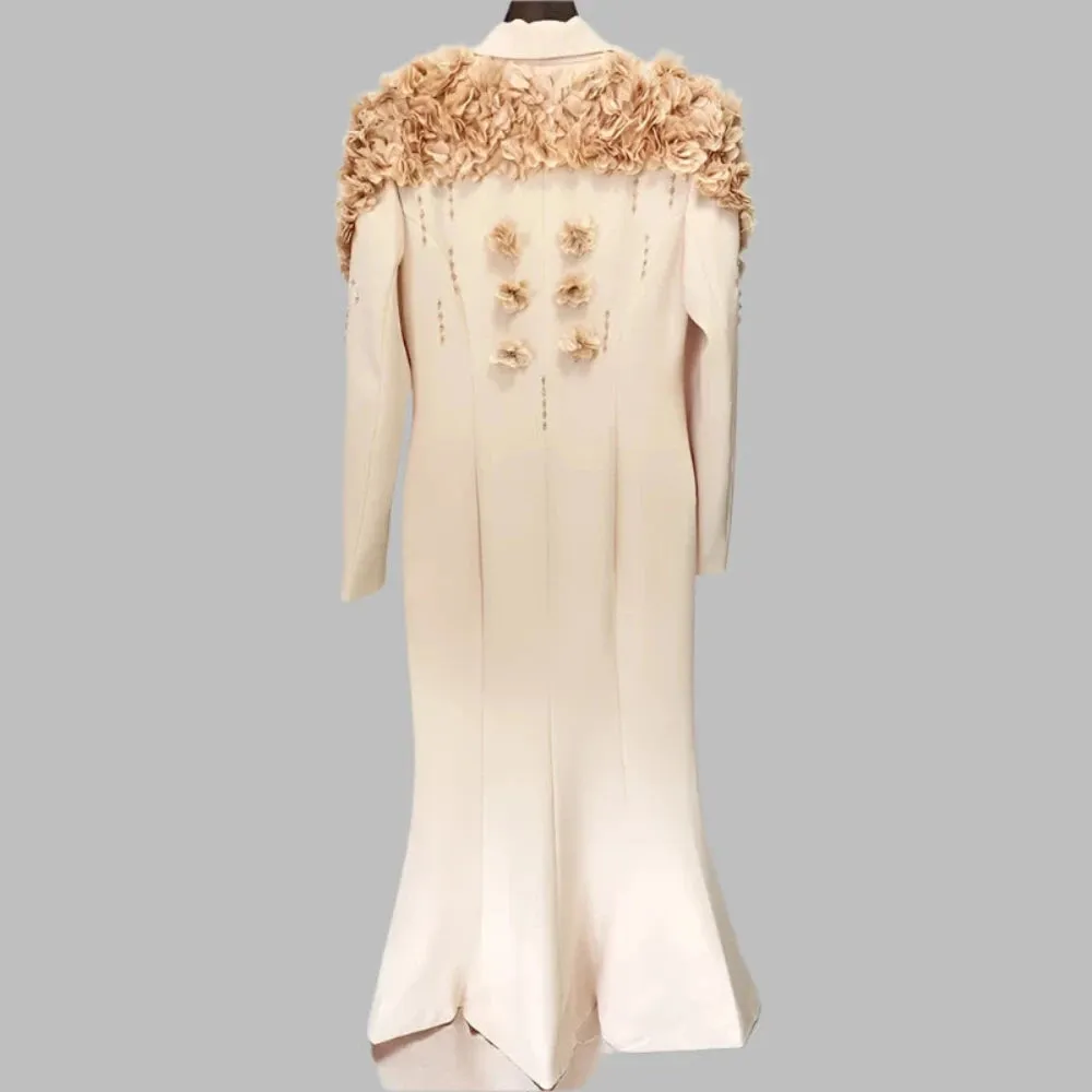 Trend4us Women's 3D Flowers Applique Blazer Gown