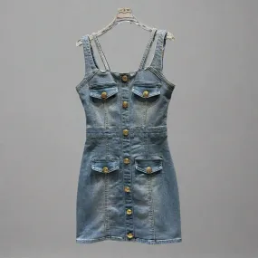 Trend4us Women’s Button-Front Denim Mini Dress