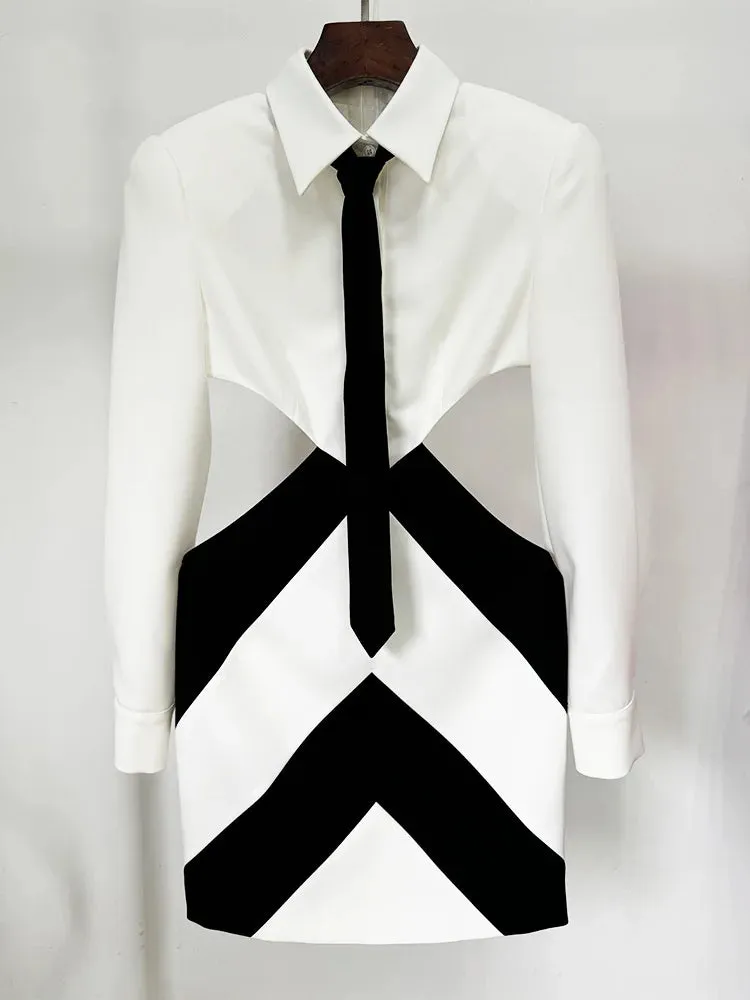 Trend4us Women's Modern Cut-Out Blazer Dress with Tie Detail