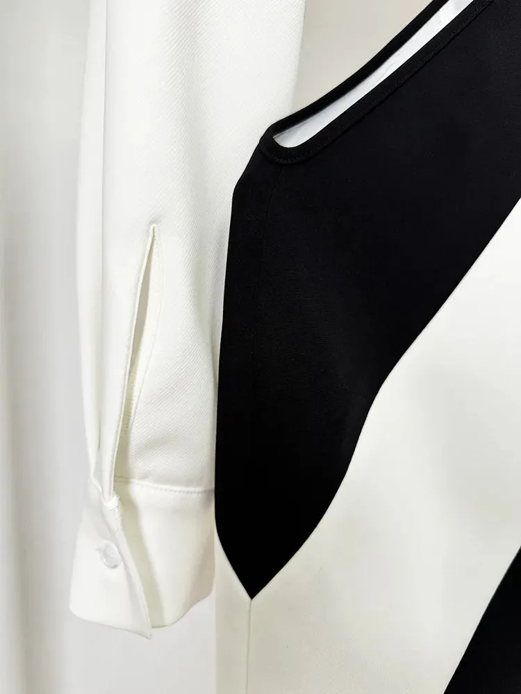 Trend4us Women's Modern Cut-Out Blazer Dress with Tie Detail