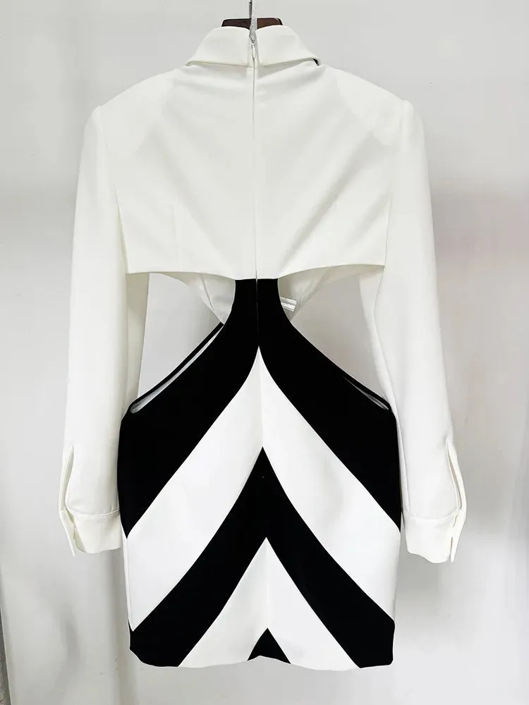 Trend4us Women's Modern Cut-Out Blazer Dress with Tie Detail
