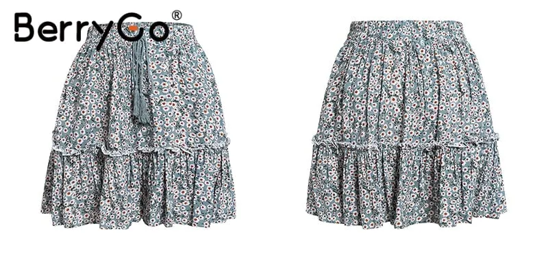 VenusFox High waist polka dot tassel skirts
