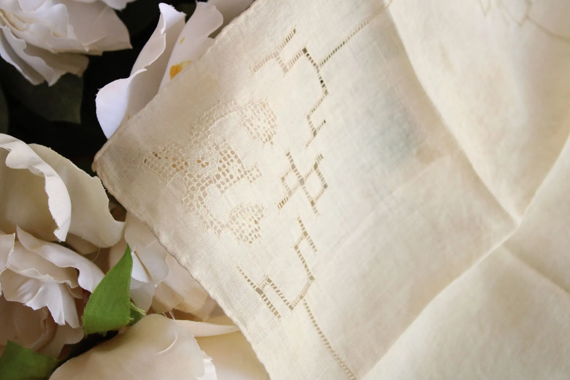 Vintage 1930 Handkerchief, Natural Plant Hand Dyed Ivory