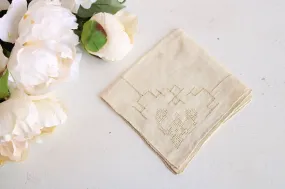 Vintage 1930 Handkerchief, Natural Plant Hand Dyed Ivory
