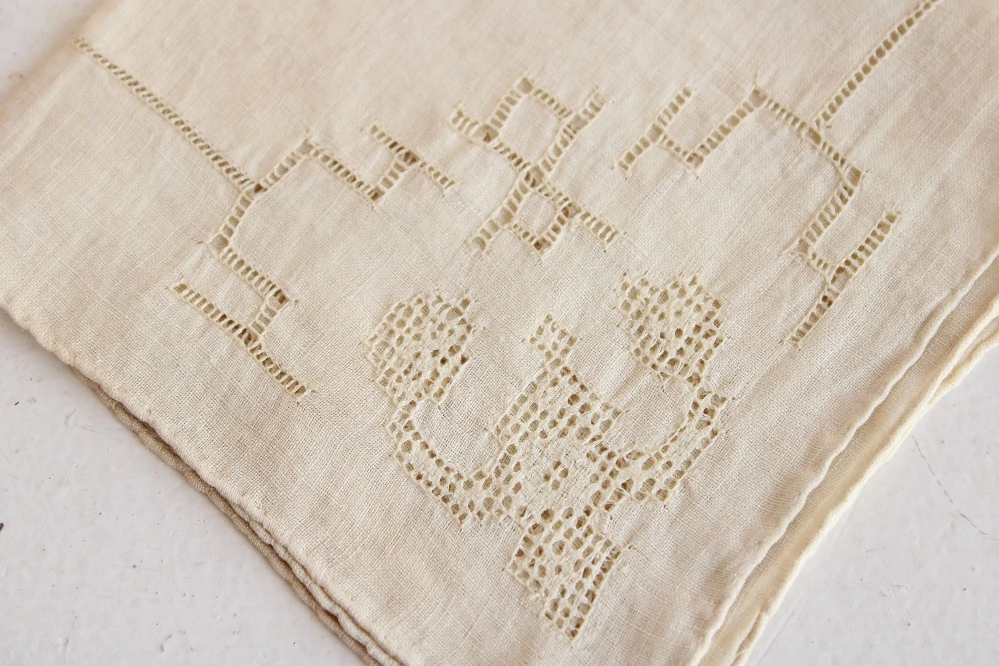 Vintage 1930 Handkerchief, Natural Plant Hand Dyed Ivory