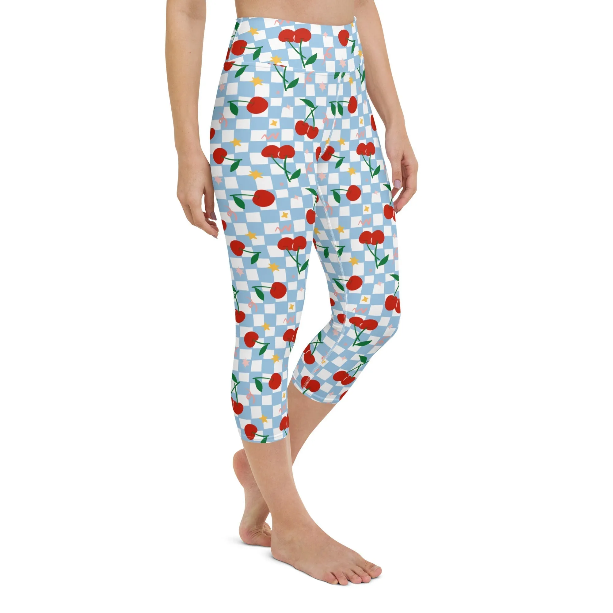 Vintage Cherry Checkered Yoga Capris