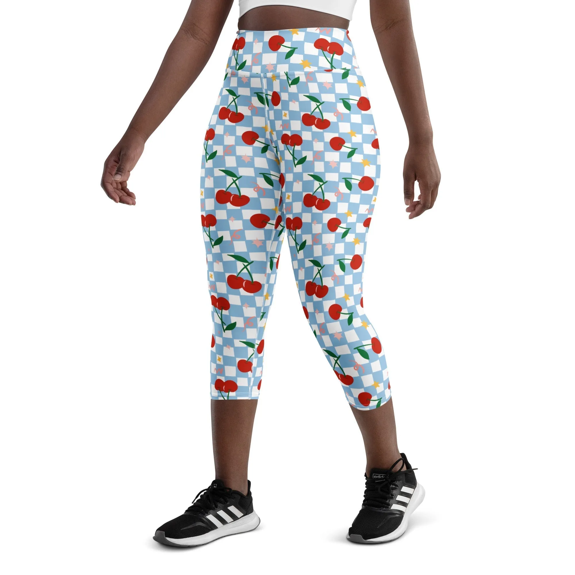 Vintage Cherry Checkered Yoga Capris
