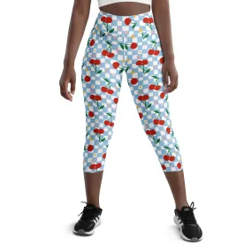 Vintage Cherry Checkered Yoga Capris