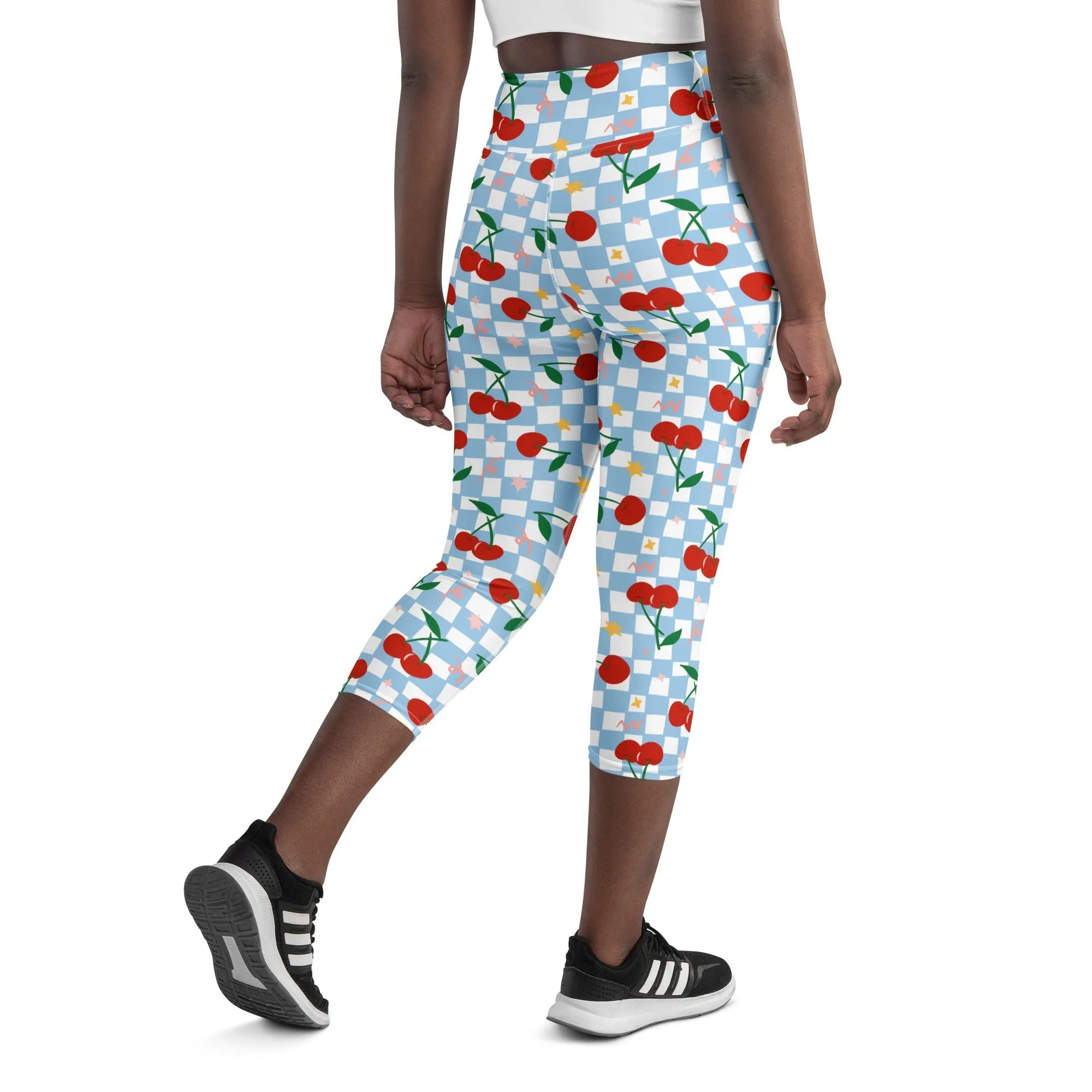 Vintage Cherry Checkered Yoga Capris