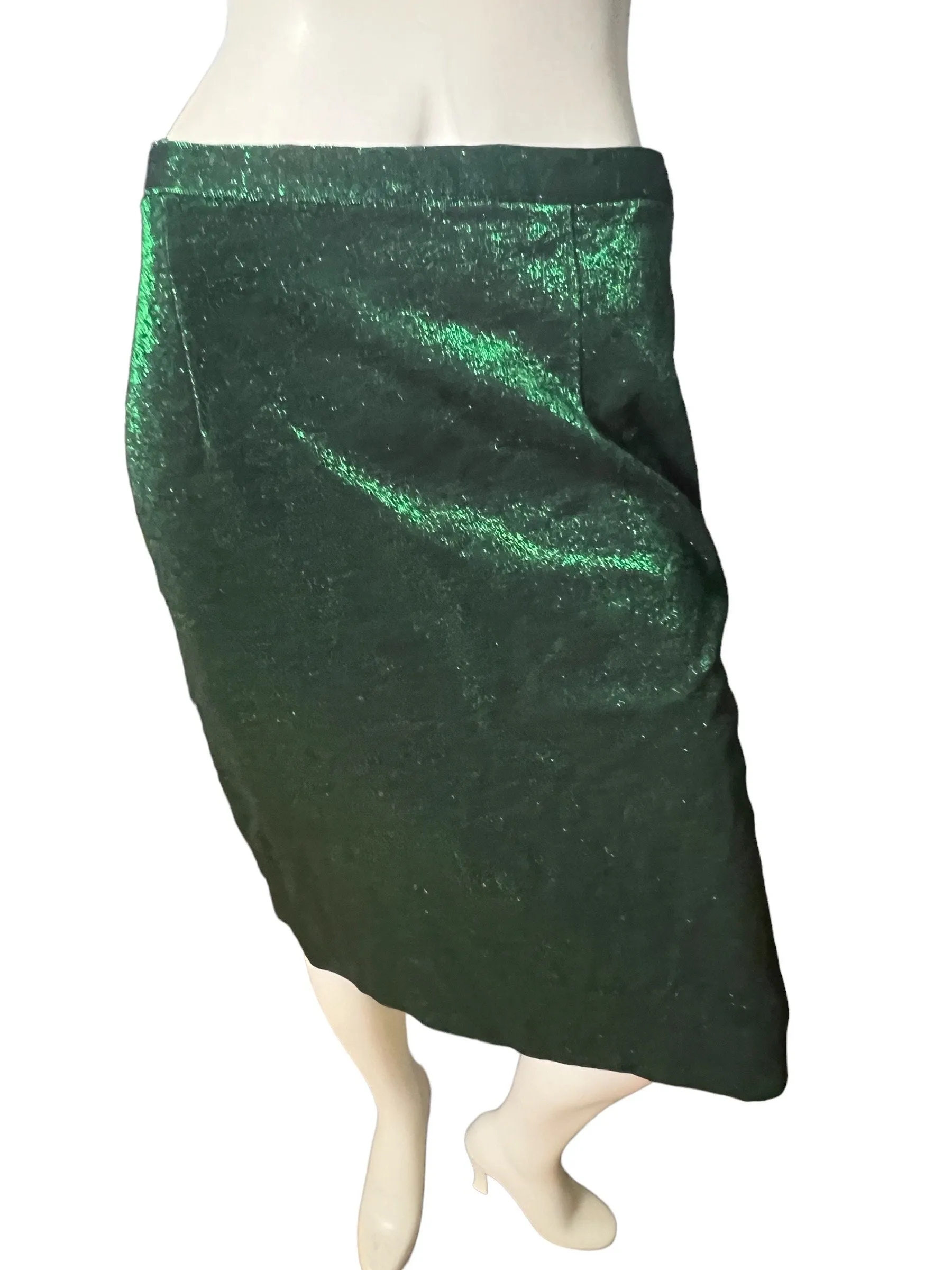 vintage green metallic skirt M L