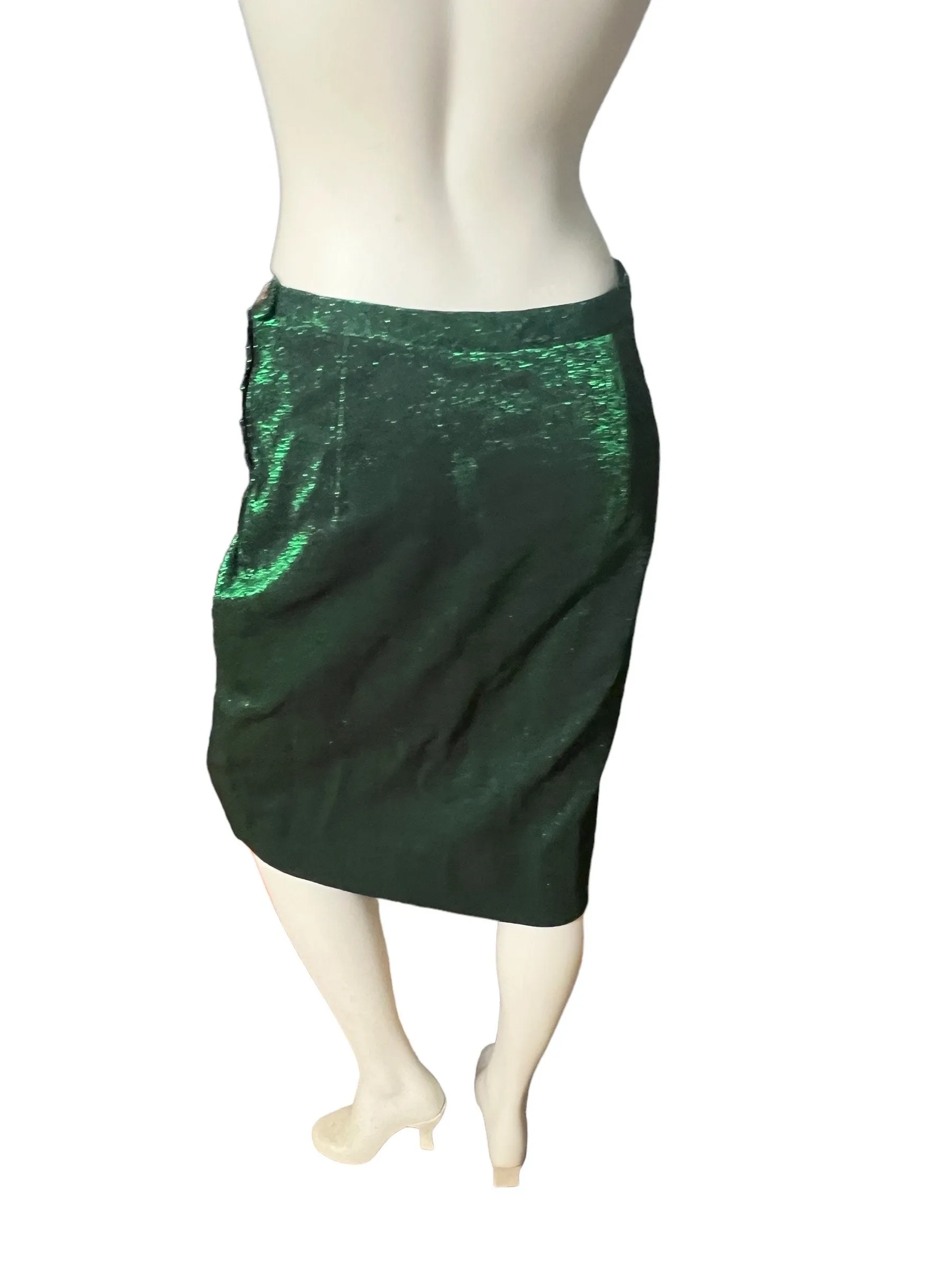 vintage green metallic skirt M L
