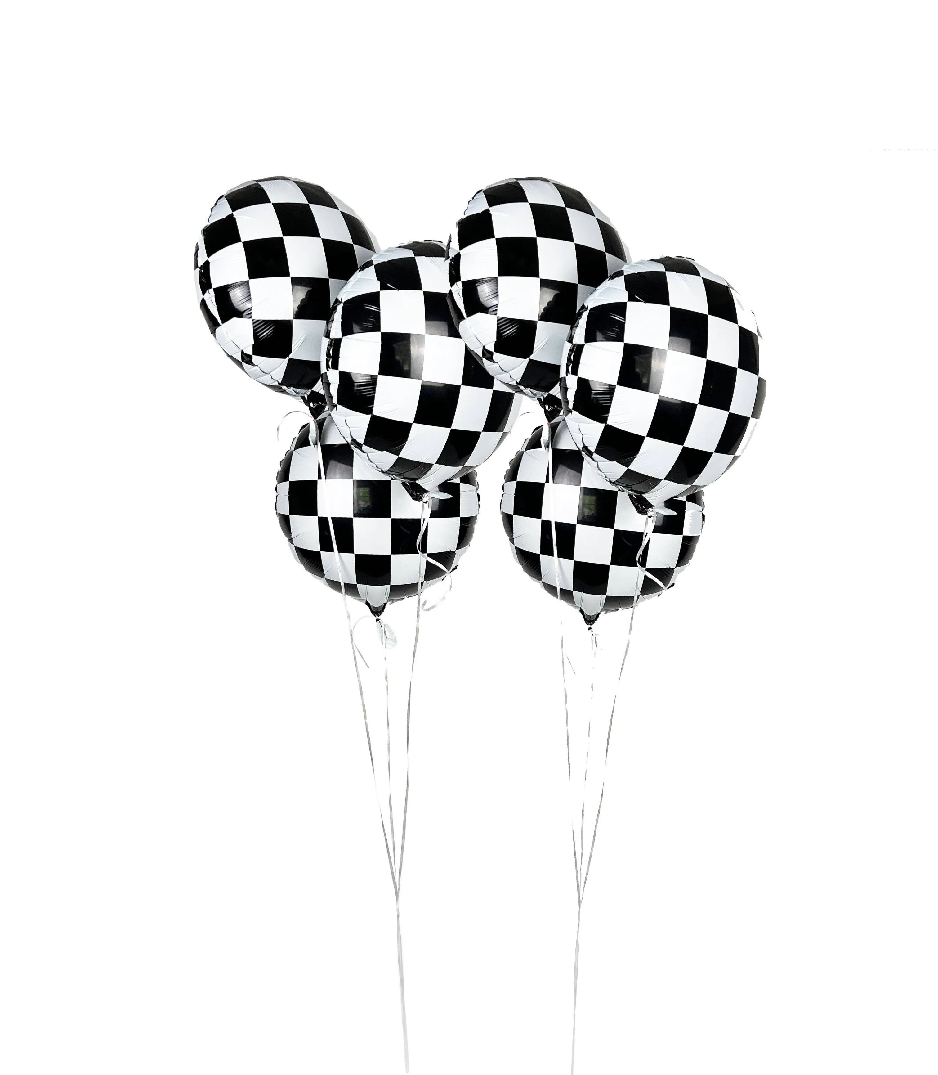 Vintage Race Car Checkered Foil Balloons, 6 ct S3086