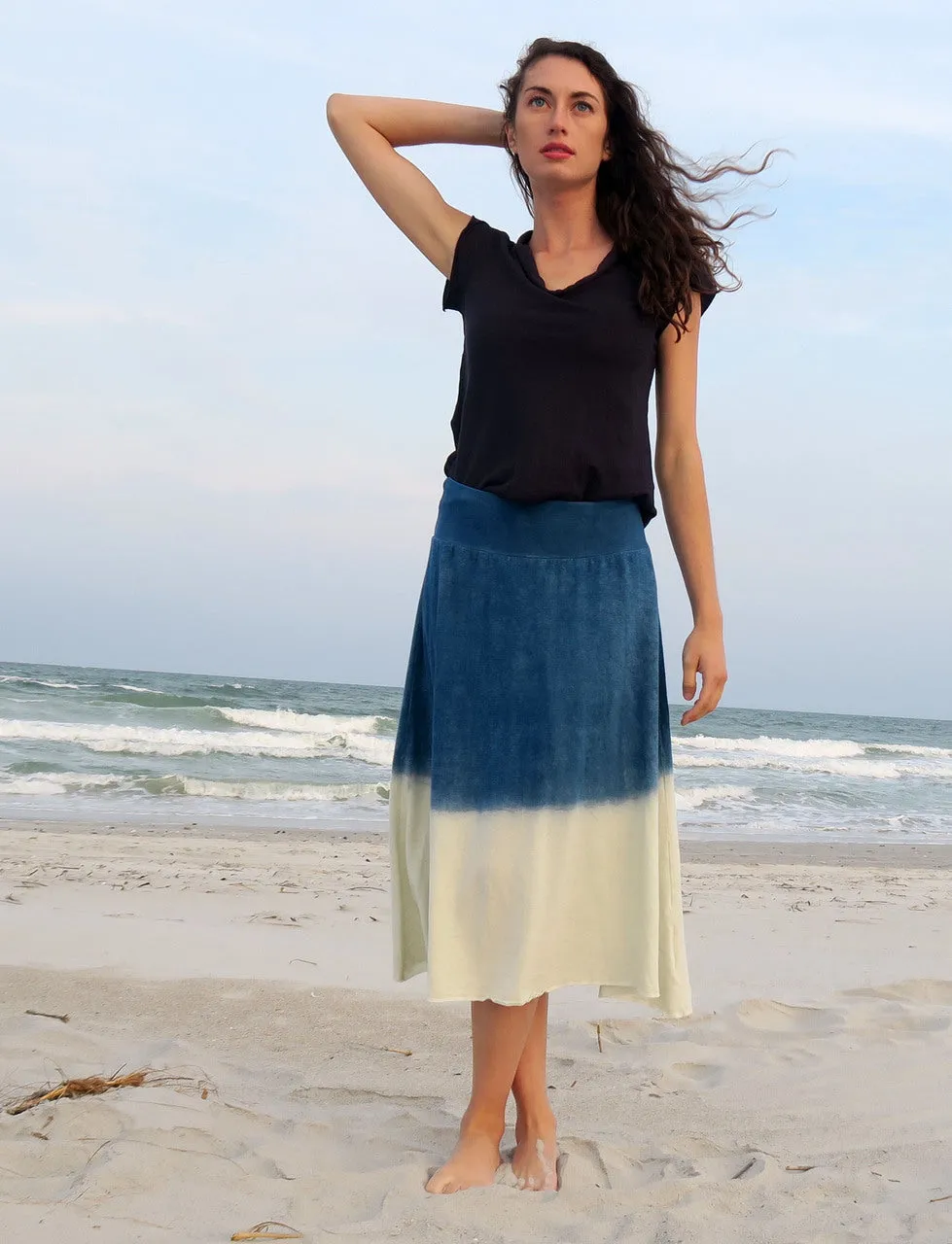 Wanderer Below Knee INDIGO Dip-Dyed Skirt
