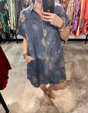 Washed Denim Short Dress