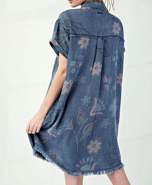 Washed Denim Short Dress