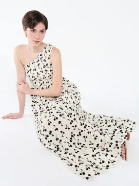 Women Printed Off White Fit and Flare Dress
