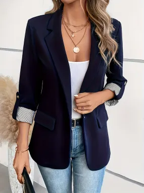 Women's Elegant Business Blazer with Side Pockets and Notch Collar | Ideal for All Seasons
