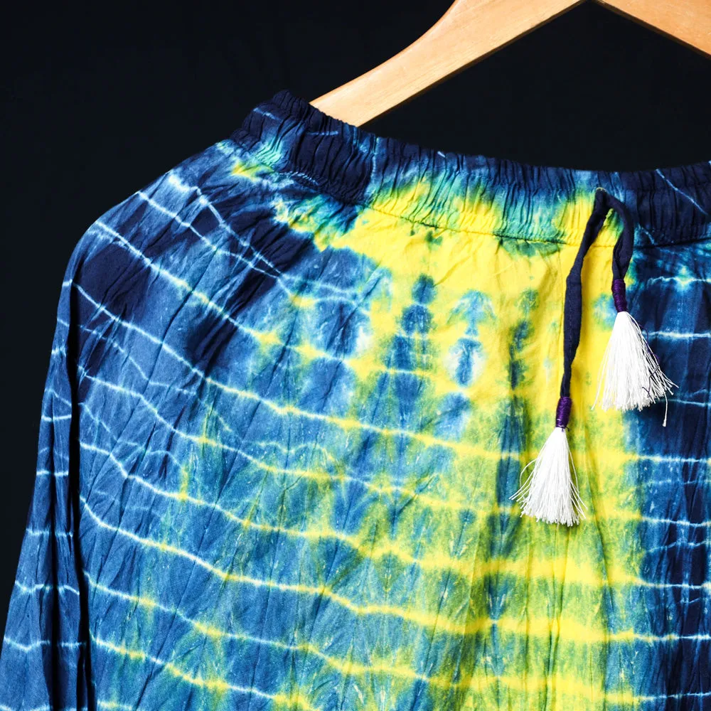 Yellow - Shibori Tie-Dye Cotton Long Skirt